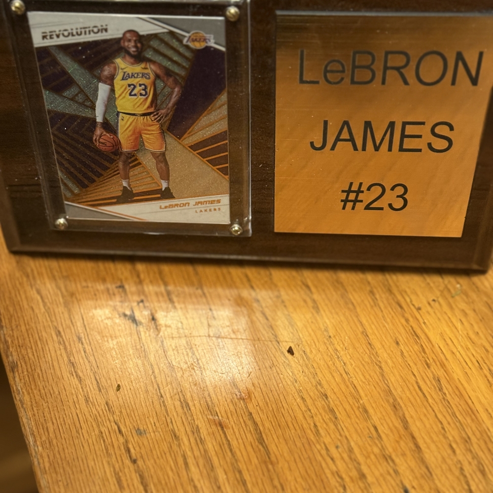 LeBron James Plaque with Basketball Card